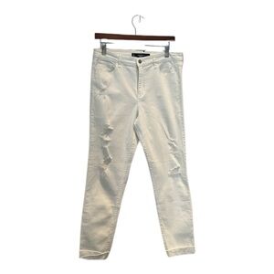 Hollister Crop High Rise Distressed White Jeans Size 11 Waist 30